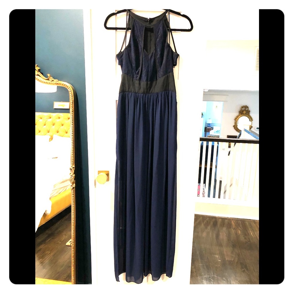 BCBG formal gown navy and black